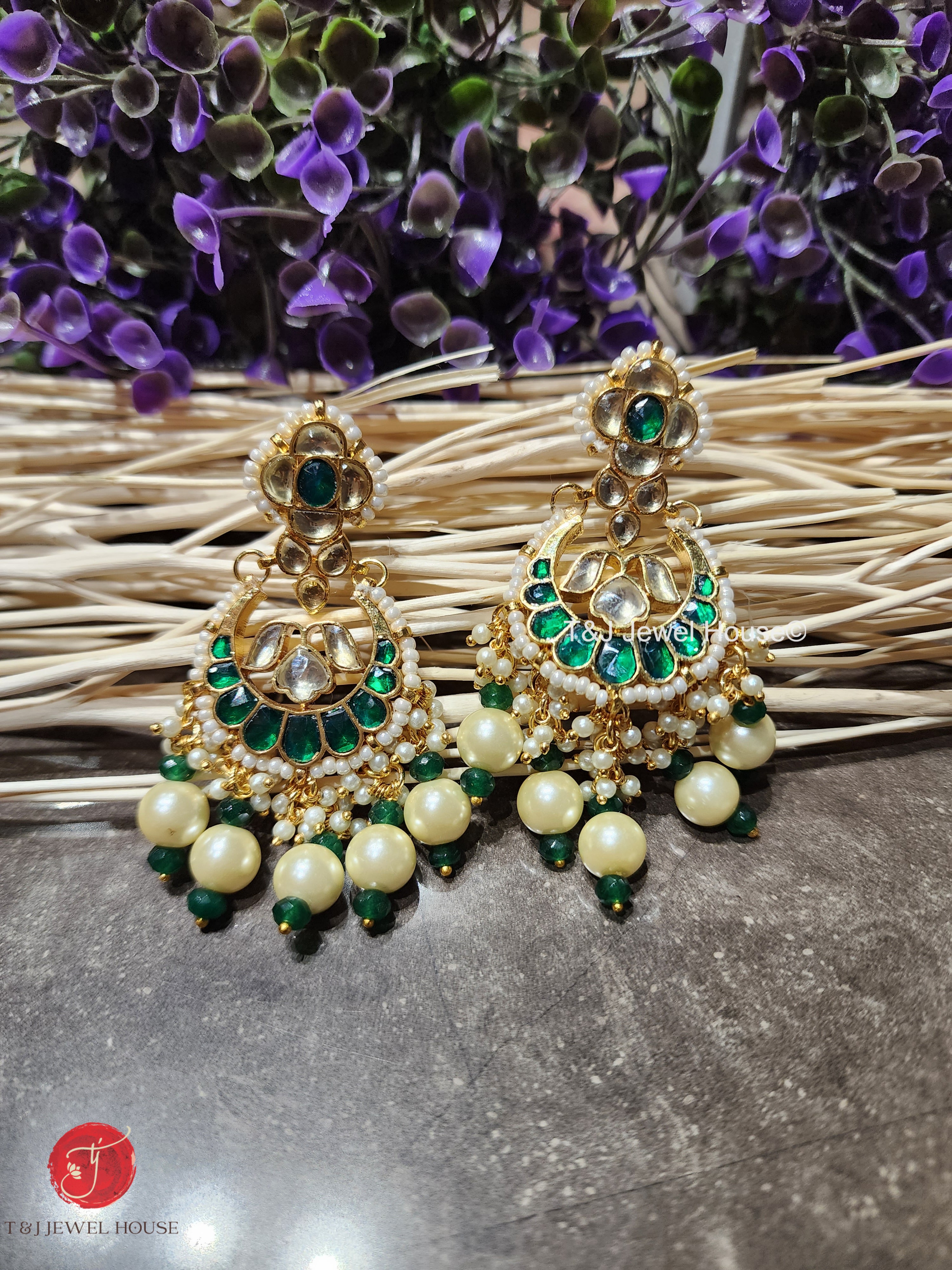 Kundan Earrings with Pearl Droppings