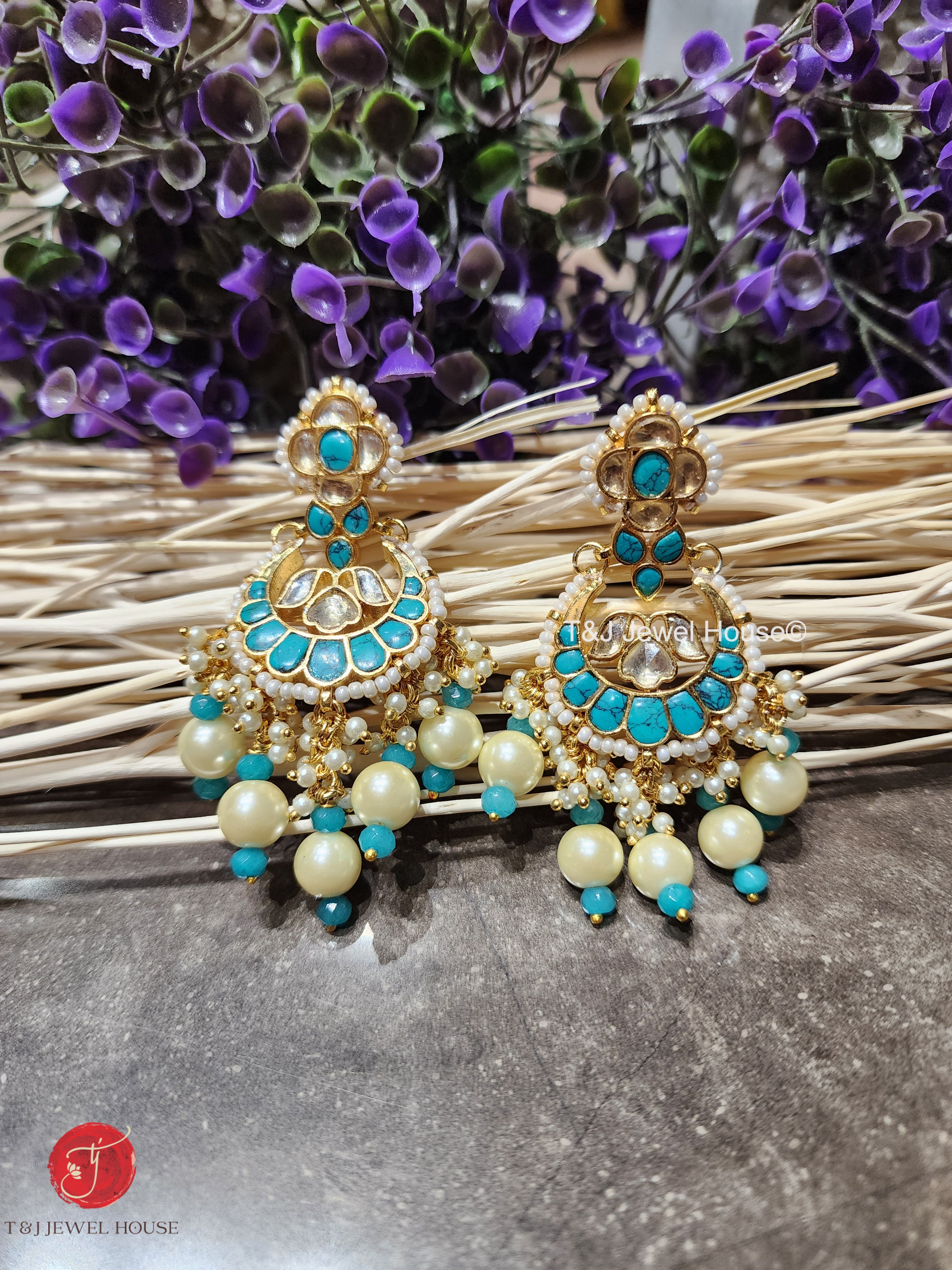 Kundan Earrings with Pearl Droppings